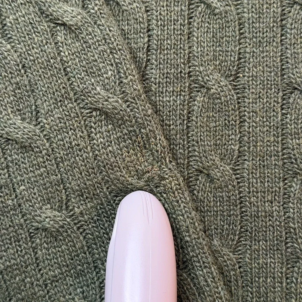 J.Crew Cable Knit Wool Cashmere Angora Preppy Women Size M Green Vintage Y2K